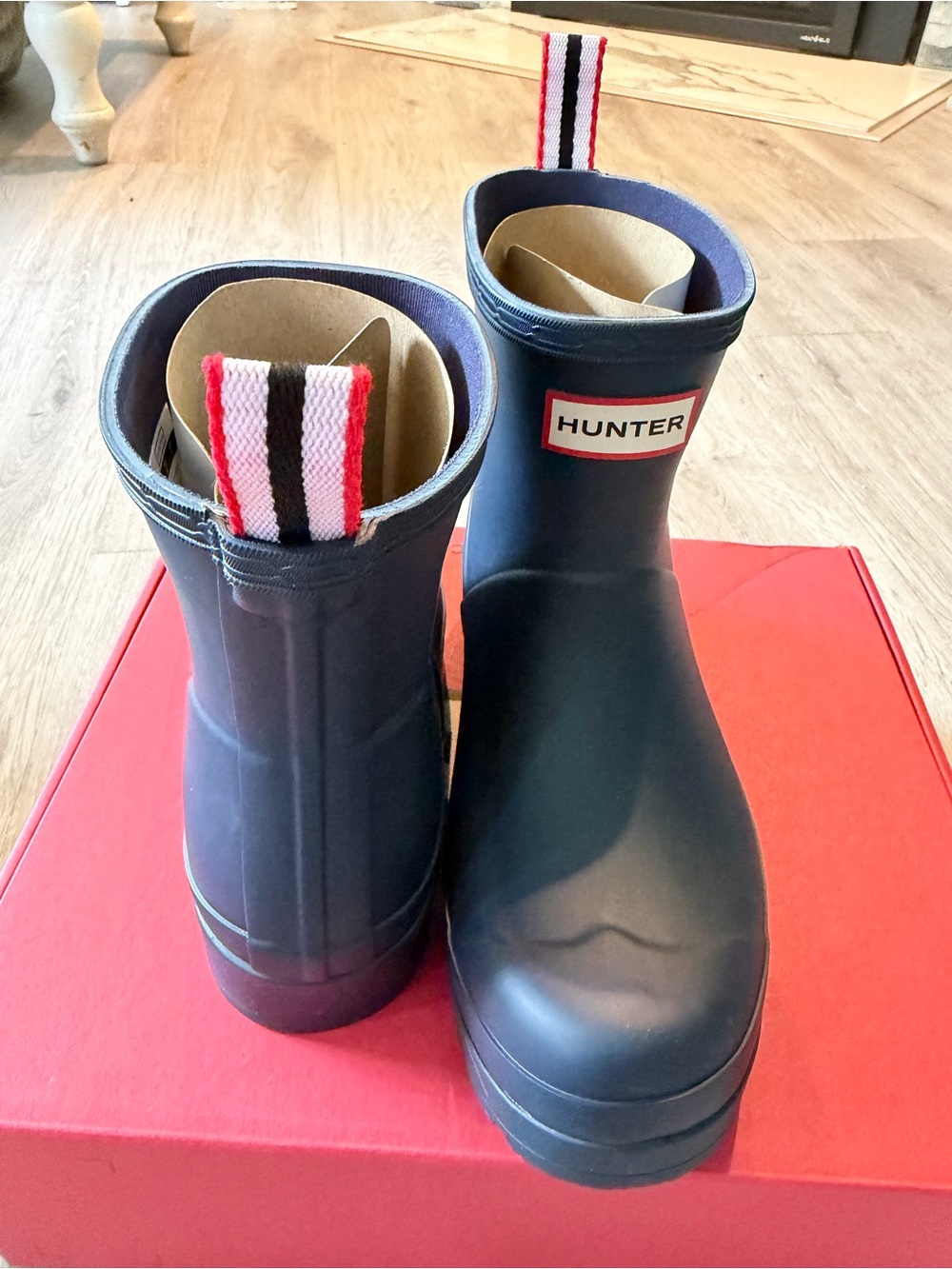 Hunter Wmns PLAY Short Valtameri Blue Rain Boots Rubber Waterproof Size 7 - Picture 2 of 5